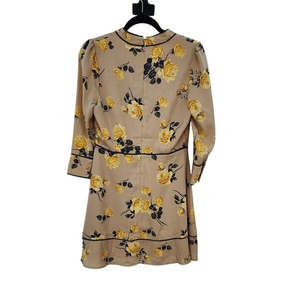 J.O.A Just‎ One Answer Long Sleeve Floral Yellow Rose Dress Size Medium - Picture 3 of 13